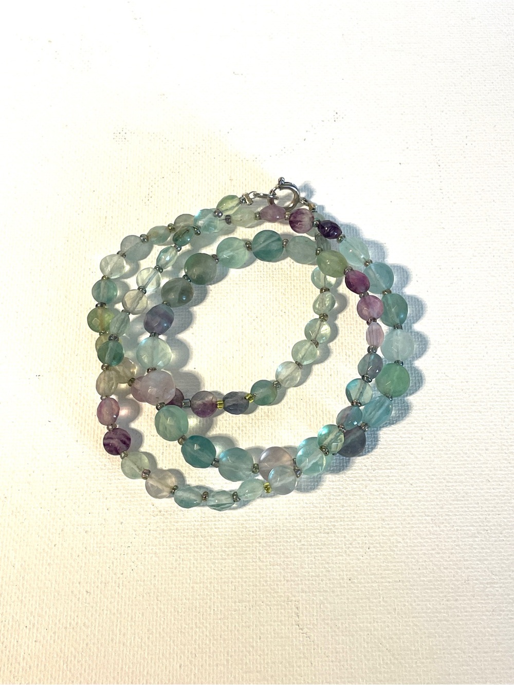 Multi-Color Faceted Fluorite Beaded Necklace - Elegant Women's Jewelry